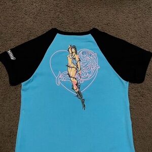 Blue and Black Graphic T-Shirt